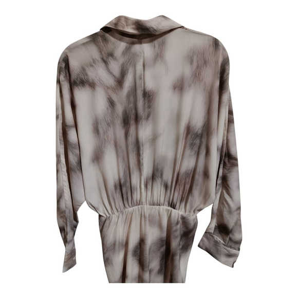 Express NWT Neutral Watercolor Portofino Half Button Up Midi Shirt Dress NWT - Picture 9 of 15